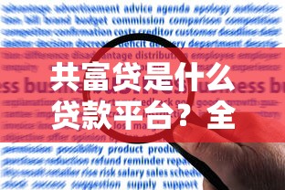 共富贷是什么贷款平台？全面解析申请条件、利率及用户评价