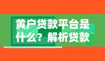黄户贷款平台是什么？解析贷款软件功能与使用技巧