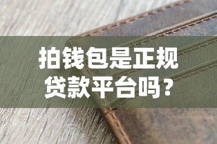拍钱包是正规贷款平台吗？安全靠谱吗？一文解析优缺点！