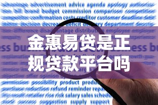 金惠易贷是正规贷款平台吗？用户评价与申请流程解析