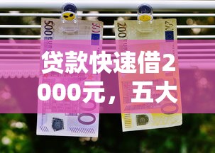 贷款快速借2000元，五大最好贷款的平台