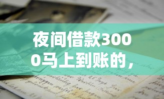 夜间借款3000马上到账的，国内五大不审核直接放款1000的口子