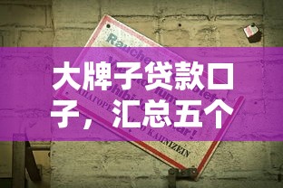 大牌子贷款口子，汇总五个18岁贷款平台