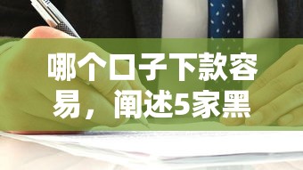 哪个口子下款容易，阐述5家黑户当天可以借到二万的平台