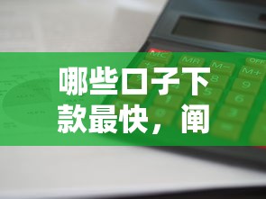 哪些口子下款最快，阐述5家贷款平台公司