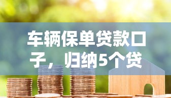 车辆保单贷款口子，归纳5个贷款平台小额贷款不看征信