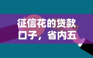 征信花的贷款口子，省内五个小微金融贷款平台