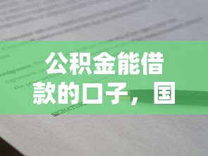 公积金能借款的口子，国内五大征信花了可以贷款的平台