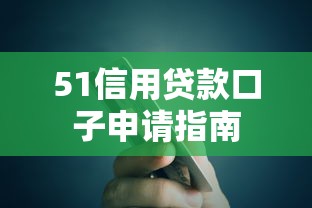 51信用贷款口子申请指南