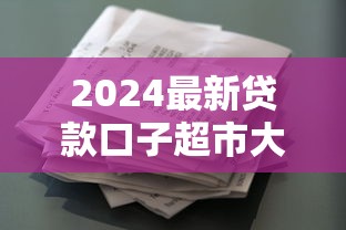 2024最新贷款口子超市大全