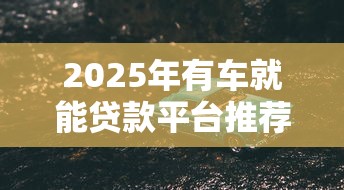 2025年有车就能贷款平台推荐