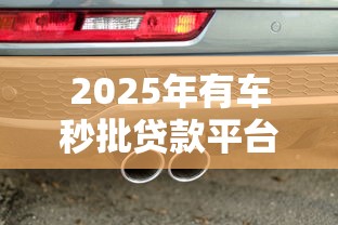2025年有车秒批贷款平台推荐