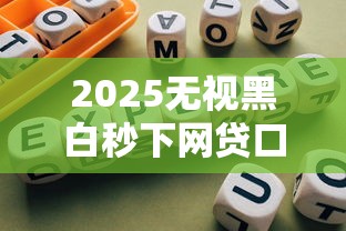 2025无视黑白秒下网贷口子推荐