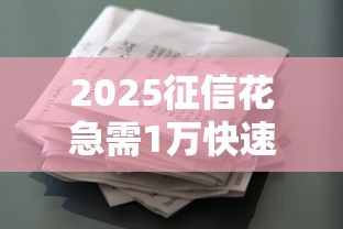 2025征信花急需1万快速贷款攻略