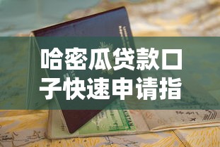哈密瓜贷款口子快速申请指南