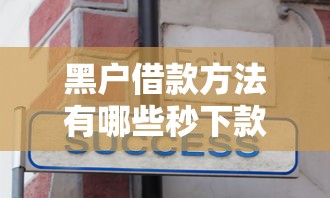 黑户借款方法有哪些秒下款