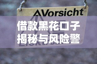 借款黑花口子揭秘与风险警示