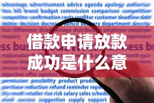 借款申请放款成功是什么意思