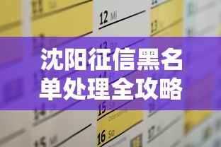 沈阳征信黑名单处理全攻略