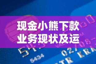 现金小熊下款业务现状及运营情况