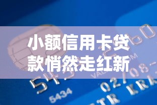 小额信用卡贷款悄然走红新趋势