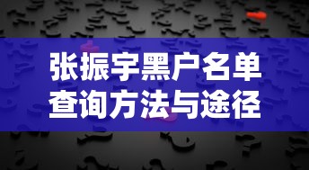 张振宇黑户名单查询方法与途径