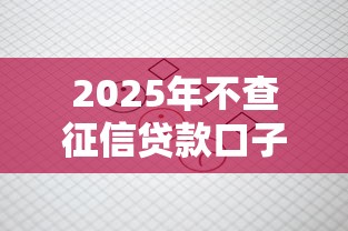 2025年不查征信贷款口子大全