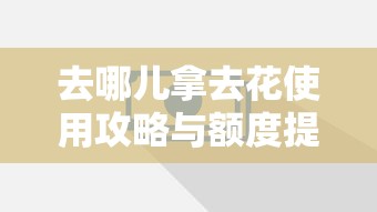 去哪儿拿去花使用攻略与额度提升技巧