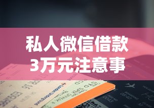 私人微信借款3万元注意事项