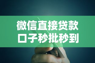 微信直接贷款口子秒批秒到账