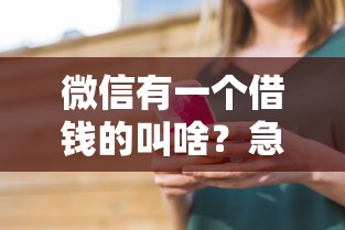 微信有一个借钱的叫啥？急需借款哪个平台靠谱