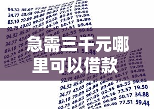 急需三千元哪里可以借款 正规小额贷款平台推荐