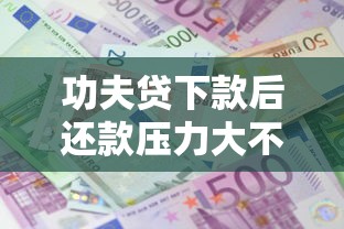 功夫贷下款后还款压力大不大