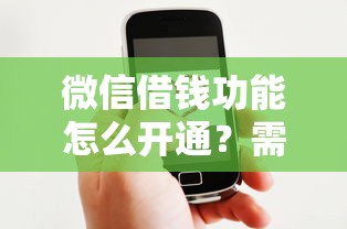 微信借钱功能怎么开通？需要满足哪些条件才能申请