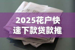 2025花户快速下款贷款推荐