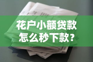 花户小额贷款怎么秒下款？急需快速放款的小额借贷方案