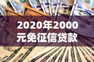 2020年2000元免征信贷款口子