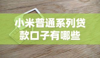 小米普通系列贷款口子有哪些