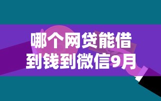哪个网贷能借到钱到微信9月必须知道！顺便筛选5个能够贷款的机构