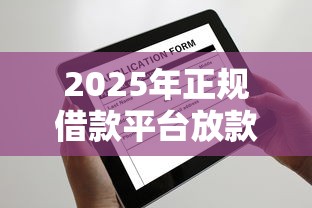 2025年正规借款平台放款快不看征信