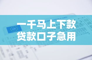 一千马上下款贷款口子急用速批