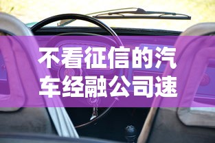 不看征信的汽车经融公司速看这5个！本文为您隆重推选！
