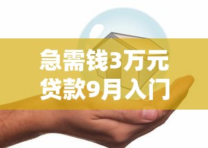 急需钱3万元贷款9月入门必看！顺便介绍5个借款3万元网贷从平台周转