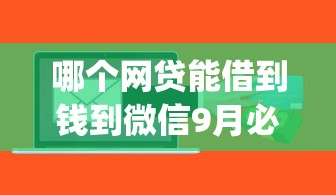 哪个网贷能借到钱到微信9月必须知道！顺便筛选5个能够贷款的机构_1