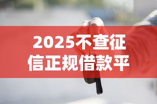 2025不查征信正规借款平台秒通过