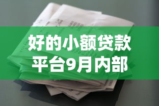 好的小额贷款平台9月内部借款绝技！深度呈现借款口子网贷借钱软件很靠谱