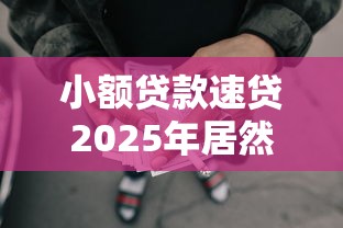 小额贷款速贷2025年居然这样！顺便介绍5个小额网贷快速借平台