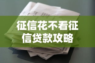 征信花不看征信贷款攻略