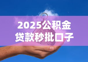 2025公积金贷款秒批口子推荐