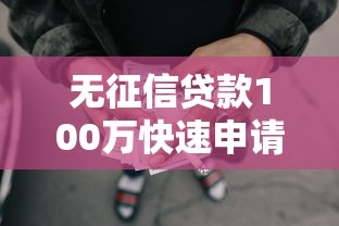 无征信贷款100万快速申请指南